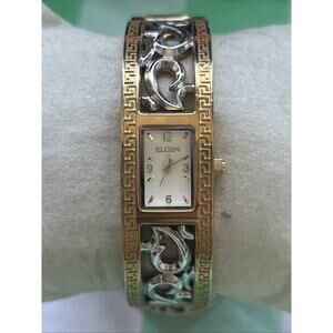 Elgin Gold And Silver Tone Women’s Cuff Watch